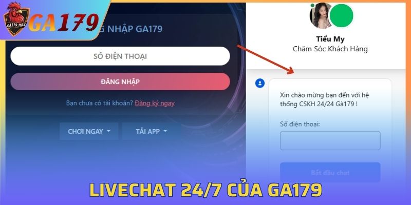 Livechat 24/7 phục vụ thành viên của GA179